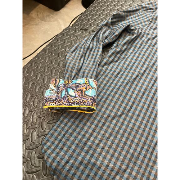 Robert Graham XL Men’s Checked Shirt Cotton Button-Front with Paisley Flip Cuffs - Picture 2 of 11
